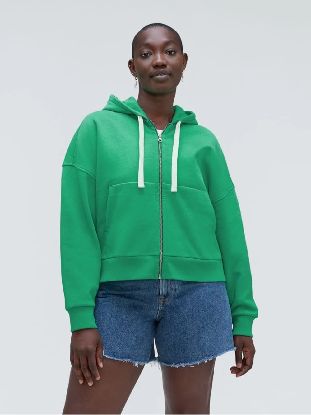 Everlane women’s The Track Organic Cotton Hoodie Bright Jade  Size S NWT